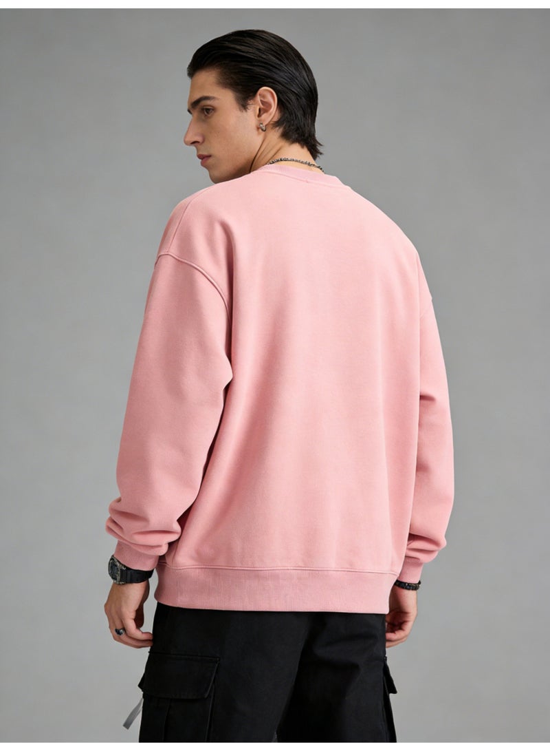 BM INS Dusty Pink "Distressed Number 7" Graphic Oversized Crew Neck Sweatshirt | Unisex Pullover With "SOMETIMES WE FEEL TIRED LOST IN LIFE" Slogan - Image 3